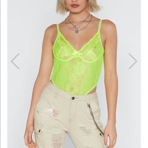 Nastygal Neon Lace Cupped Bodysuit
